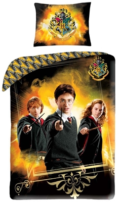 Harry Potter sengetøj 150x210 cm - Harry, Ron og Hermione - 2 i 1 design - 100% bomuld